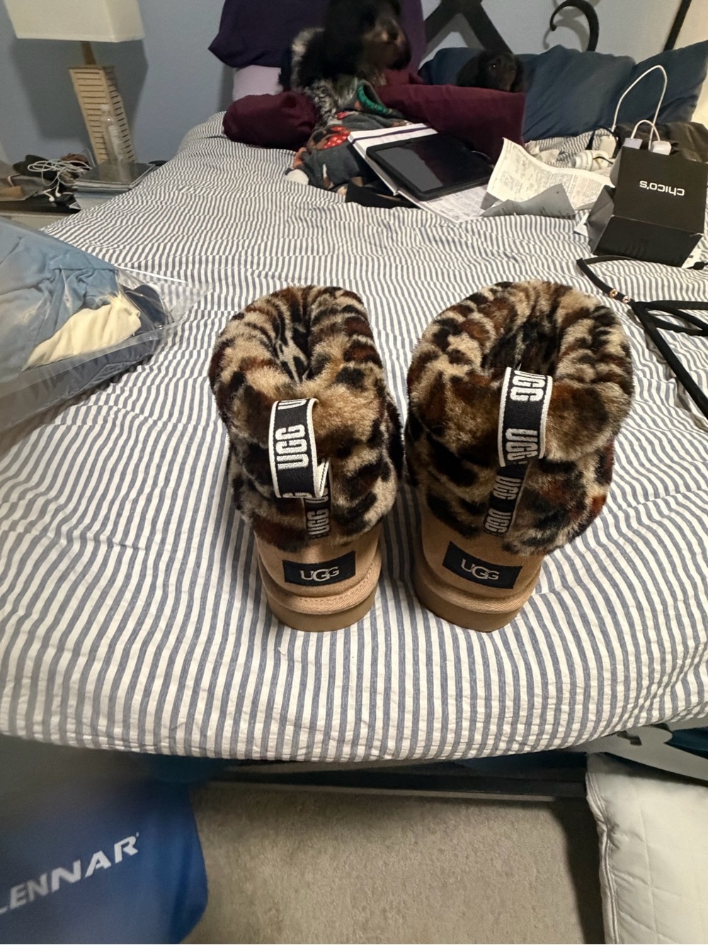 UGG Leopard Print Faux Fur Ankle Booties in Brown